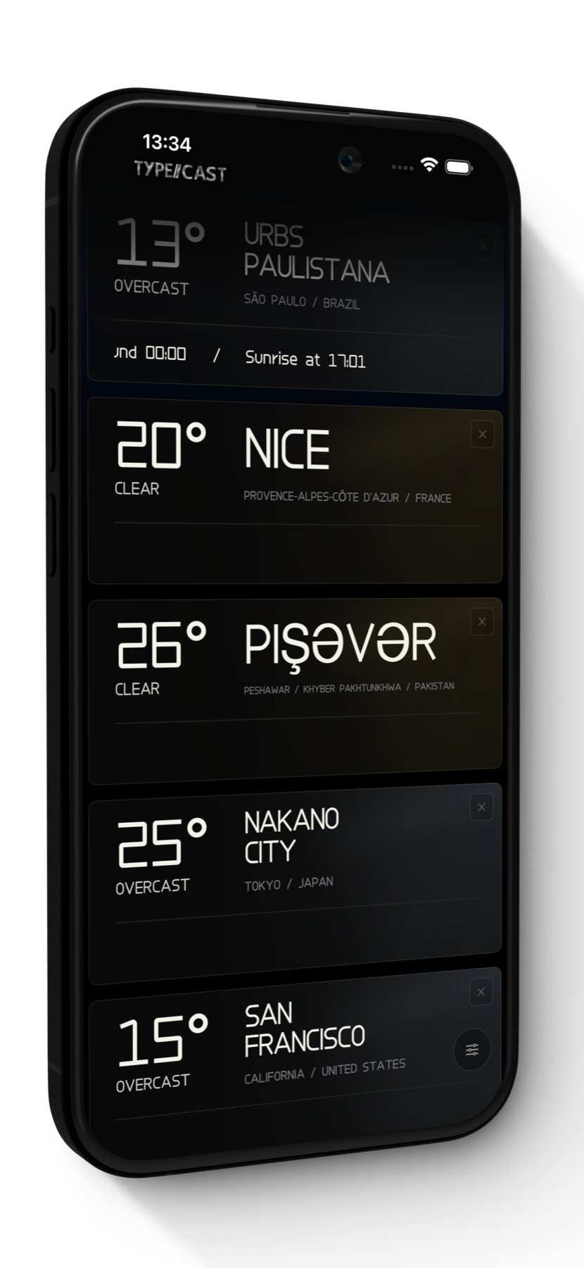 Saved cities in TYPE/CAST